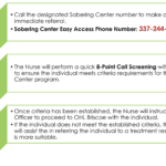 Sobering Center Easy Access Phone Number