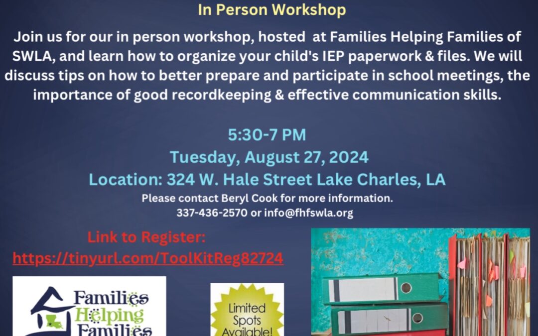 Creating Your Special Education Tool Kit – in person workshop